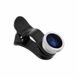 Gizmon Smartclip Objektiv mit Fish Eye Linse Kameraobjektiv Handykamera Smartphone silver