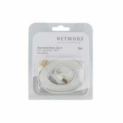 Networx Ethernet Kabel Netzwerkkabel 2 Meter PiMF flach STP Cat.6 wei&szlig;