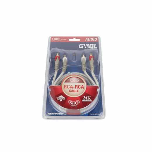 G&amp;BL Cinch x2 / Cinch x2 1m Stereo Audio Cinch Kabel PVC-Mantel wei&szlig;-silber