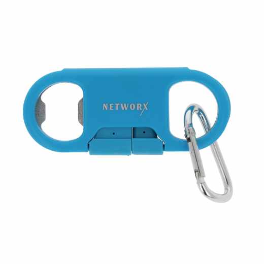 Networx Flaschen&ouml;ffner mit USB-auf-Micro-USB-Kabel - blau