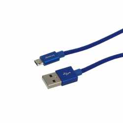 Networx Premium Micro-USB-Kabel Micro-USB auf USB stoffummantelt 1 m blau - neu