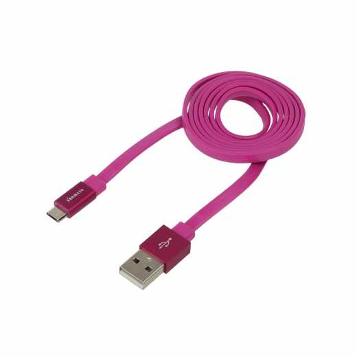 Networx Fancy Micro-USB-Kabel 1 Meter flaches Datenkabel Ladekabel pink - neu