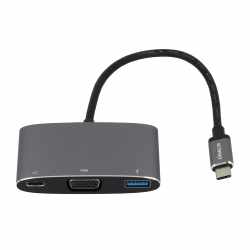 Networx USB-C Hub Adapter USB-C auf VGA/USB/USB-C Verteiler spacegrau - neu