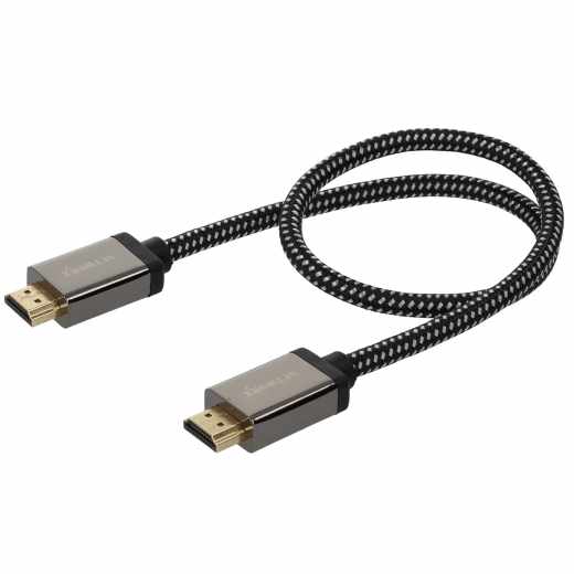 Networx Premium Cabel HDMI zu HDMI 0,5 m Stoffummantelung schwarz wei&szlig;