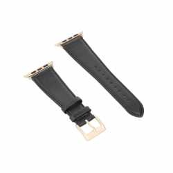 Roobaya Nappa Leder Armband f&uuml;r Apple Watch Series 1, 2 &amp; 3 42 mm schwarz gold