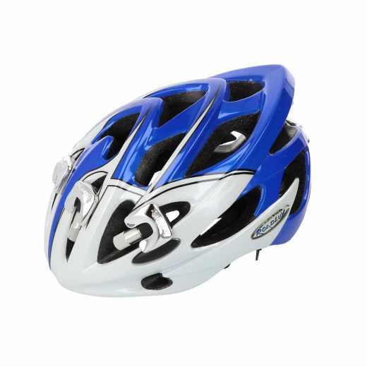 Roadluxhelm Gr.M (54-58cm) Fahrradhelm LED-Leuchten Helm blau/wei&szlig;