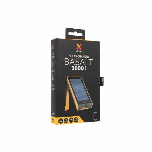 Xtorm Basalt solar charger 3000mAh 2x USB Powerbank Sunpower Solar Ladeger&auml;t schwarz orange - neu