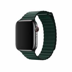 Apple Watch 44mm Smartwatch Lederarmband mit Schlaufe Gr&ouml;&szlig;e L waldgr&uuml;n- wie neu