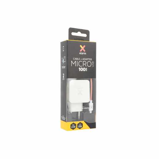 Xtorm Textiles Micro USB Kabel  AC Adapter 1m Ladekabel wei&szlig; rot - sehr gut
