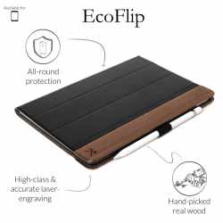 Woodcessories EcoFlip iPad Air H&uuml;lle Schutzh&uuml;lle iPad 9,7 Zoll 2017/18  braun schwarz