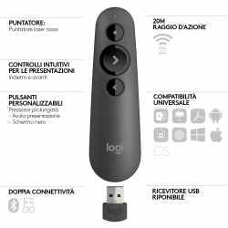 Logitech Presenter R500 Laser Presenter Remote mit Bluetooth graphite - neu