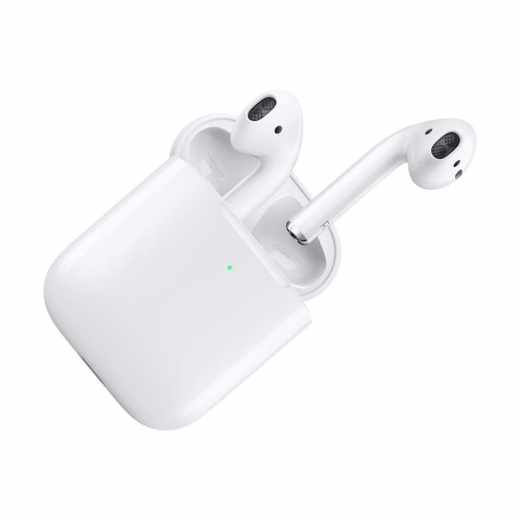 Apple AirPods 2 Generation Headset Kopfh&ouml;rer mit Ladecase Qi f&auml;hig wei&szlig; - sehr gut