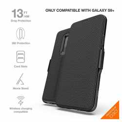 Gear4 Oxford Schutzh&uuml;lle f&uuml;r Galaxy S9 Plus Bookcase klar schwarz - neu