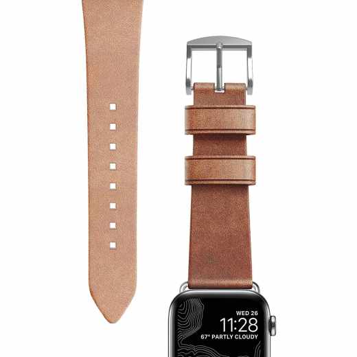 Nomad Leather Strap Lederarmband 40 mm f&uuml;r Apple Watch Smartwatch natural silber