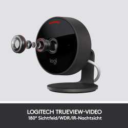 Logitech Circle View Heim &Uuml;berwachungskamera kabelgebunden graphit - wie neu