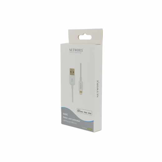 Networx Daten- Ladekabel f&uuml;r Lightning auf USB 2m Apple iPhone wei&szlig; - sehr gut