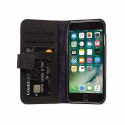 Decoded Wallet Schutzh&uuml;lle Apple iPhone 8 Leder Smartphonetasche schwarz - wie neu