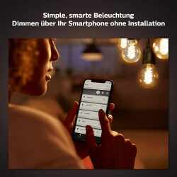 Philips Hue White Filament E27 LED Lampe dimmbar...