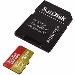 SanDisk Extreme microSDXC 64 GB microSD Karte A2 Speicherkarte SD-Karten-Adapter