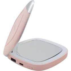 Networx Kosmetikspiegel Powerbank Schminkspiegel Qi-Ladefunktion pink silber