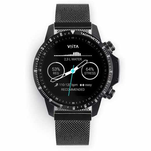 Viita Watch Active HRV Tachymeter Smartwatch Uhr Mesharmband schwarz - sehr gut