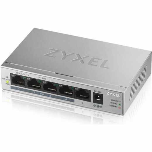 Zyxel Rackmount Switch GS1005-HP 5-Port Desktop Gigabit PoE+ Switch Netzwerk