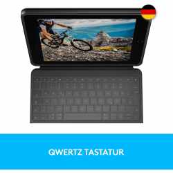 Logitech RUGGED FOLIO f&uuml;r iPad 10,2 Zoll 2019 Qwertz H&uuml;lle mit Tastatur graphite