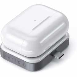Satechi USB-C Kabellose Ladestation f&uuml;r Apple AirPods Pro und AirPods 2 &amp; 1 grau