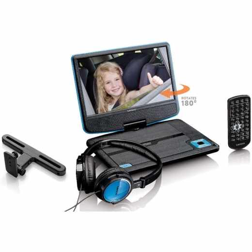 Lenco DVD-Player DVP-910 9 Zoll mit KfZ-Halterung und Kopfh&ouml;rer blau schwarz