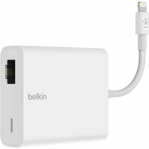 Belkin Ethernet- und Stromadapter mit Lightning Connector PoE Ladeger&auml;t wei&szlig;