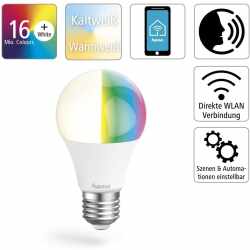hama WLAN-Lampe E27 10 W LED Lampe dimmbar RGB Smart Home...