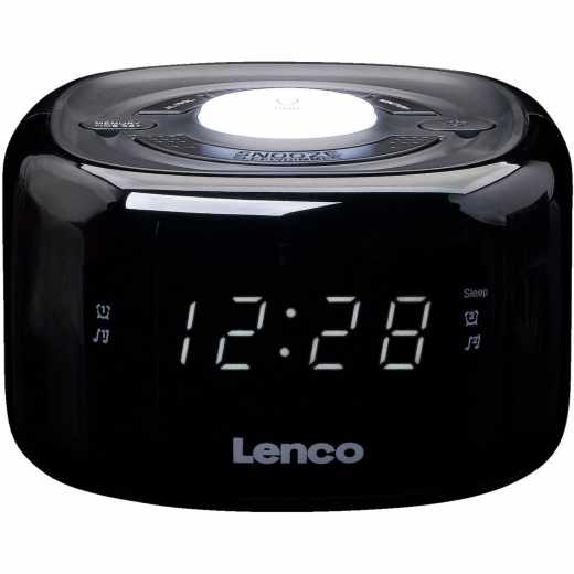 Lenco CR-12 Radiowecker UKW Wecker mit Nachtlicht LED Uhrenradio schwarz