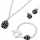 Louise Zo Damen-Accessoires Messing Kette Ohrringe Armband 3er Set silber schwarz