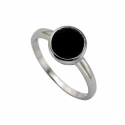 Zeeme Silber Ring 925 Sterling Silber Zirkonia schwarz Gl&auml;nzend Gr&ouml;&szlig;e:  058 18,5