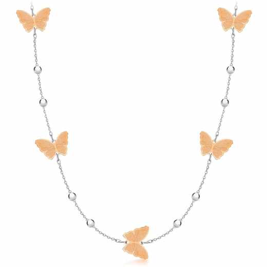 Tuscany Silver Damenkette 925 Sterling Silber Rundschliff Diamant mit Schmetterling