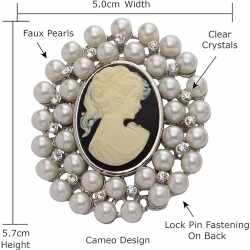 Jodie Rose Cameo Style Brosche Stift Miniatur kleine Kristalle Perlenimitationen