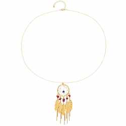 Front Row Halskette Antik Goldfarben Schmuck Accessoire Traumf&auml;nger mit Federn 65 cm