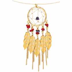 Front Row Halskette Antik Goldfarben Schmuck Accessoire Traumf&auml;nger mit Federn 65 cm