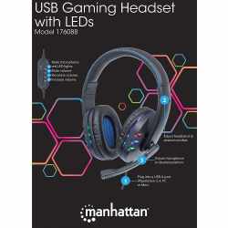 Manhattan Over Ear USB Headset Kopfh&ouml;rer USB-Gaming-Headset schwarz