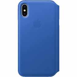 Apple iPhone X Leder Schutzh&uuml;lle Folio Case Handyh&uuml;lle electric blue