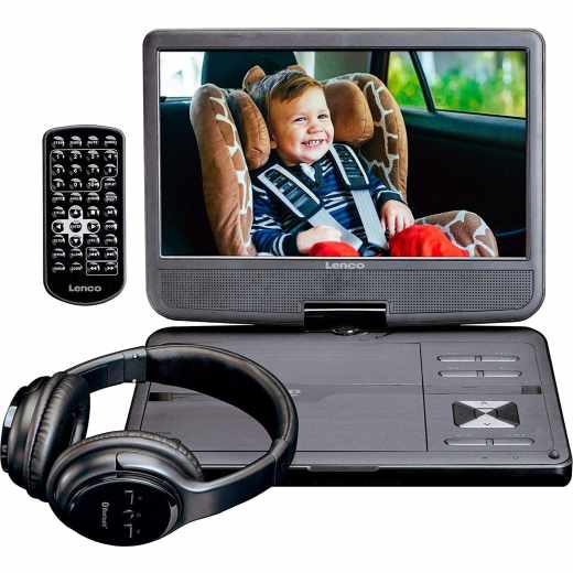 Lenco 10 Zoll DVD Player USB Fernbedienungsfunktion Bluetooth Kopfh&ouml;rer schwarz