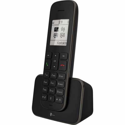Telekom Sinus 207 Schnurlostelefon Festnetztelefon mit Grafikdisplay schwarz