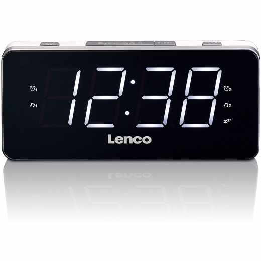 Lenco CR-18 Radiowecker mit 1,8&quot; LED-Display Uhrenradio wei&szlig;