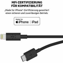Belkin Boost Charge USBC Lightning Kabel Schnellladekabel 1,2m schwarz