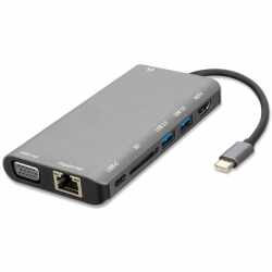 4smarts 8 in1 Hub USB Typ-C Ethernet,HDMI,3 x USB 3.0, Kartenleser grau