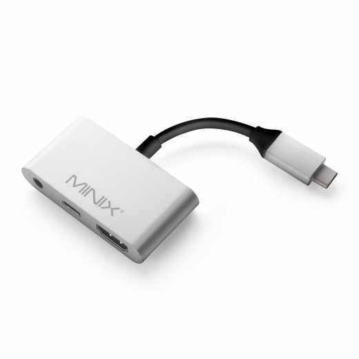 MINIX NEO C-HA HDMI/USB-C Adapter f&uuml;r iPad Pro 3,5 mm Medienadapter silber