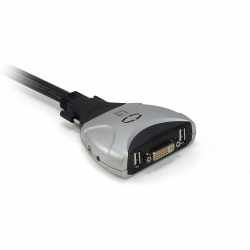 LevelOne KVM Adapter 2X DVI/USB KVM-0260 V2 mit Audio silber