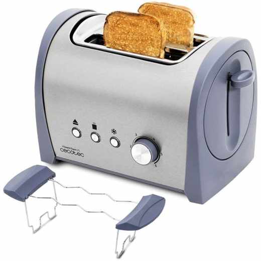 Cecotec Steel&amp;Toast 2S Stahl Toaster 2 Toasts Kr&uuml;melschublade 800W silber