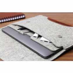 Pack &amp; Smooch H&uuml;lle f&uuml;r MacBook Air 13 (Neustes Modell) 100% Wollfilz grau/hellbraun