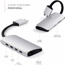 Satechi USB-C Dual Multimedia Adapter komp. 2021 MacBook Pro M1 Pro/Air silber